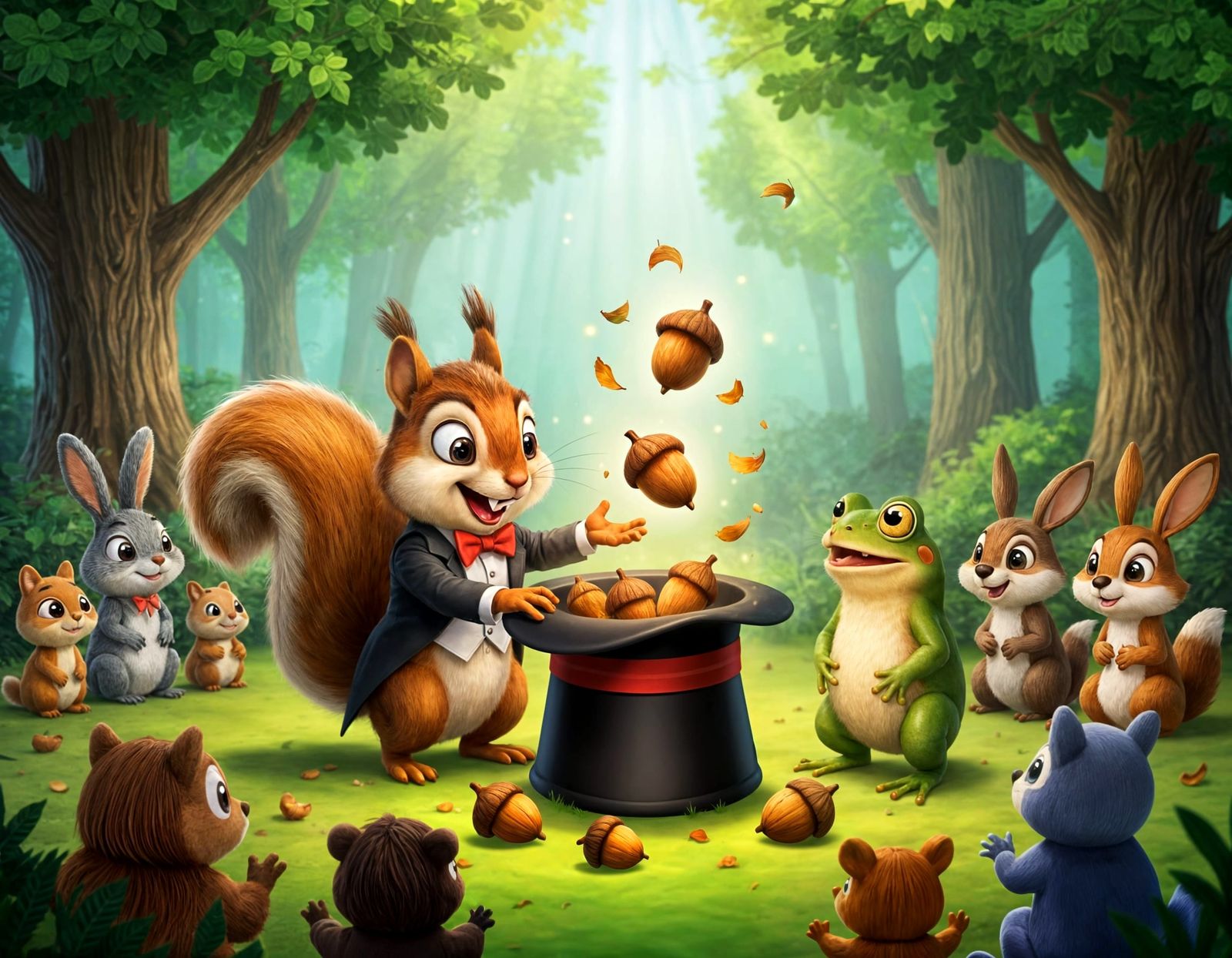 Magical Squirrel Performs Acorn Trick for Animals