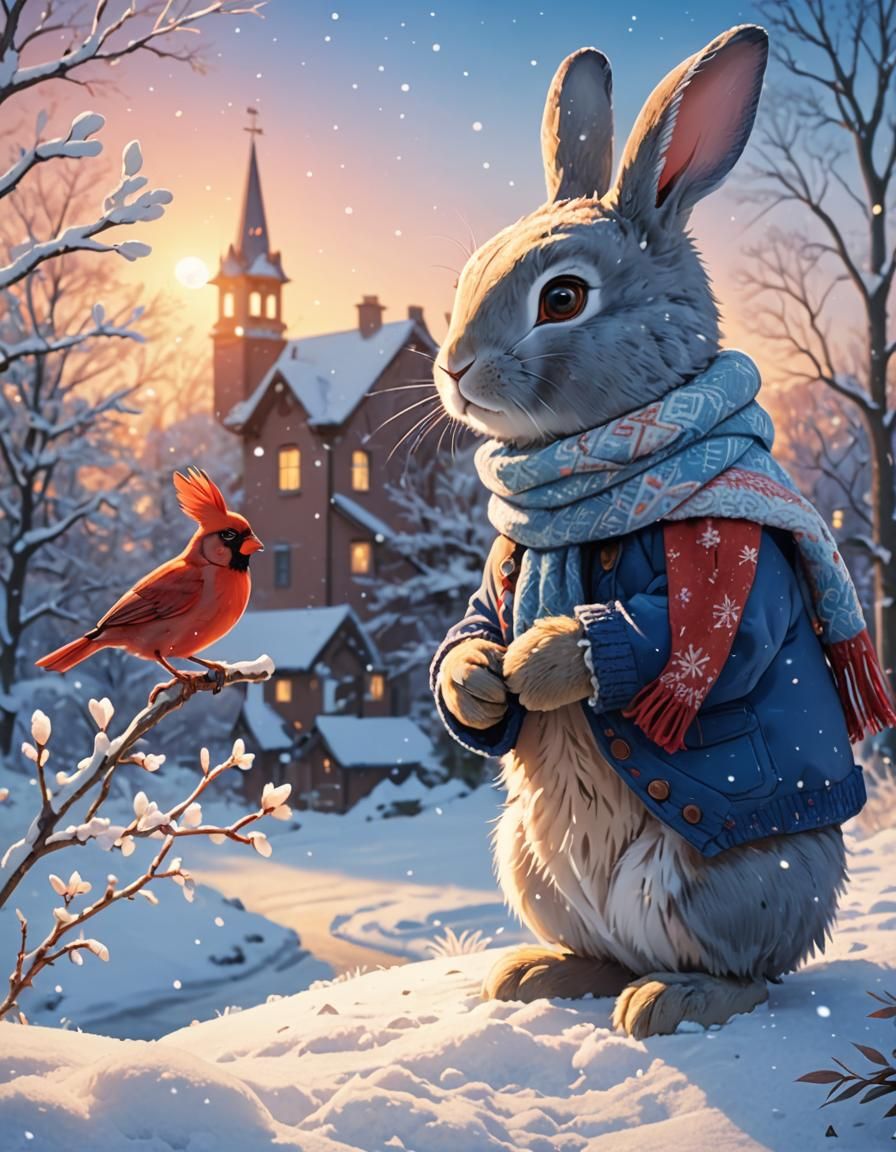 Blue Bunny and Cardinal in Anime Key Visual