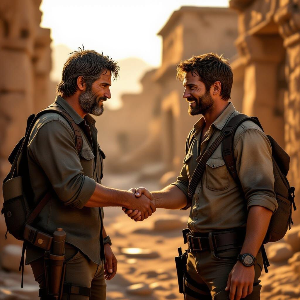 Joel Meets Nathan Drake in Ancient Ruins