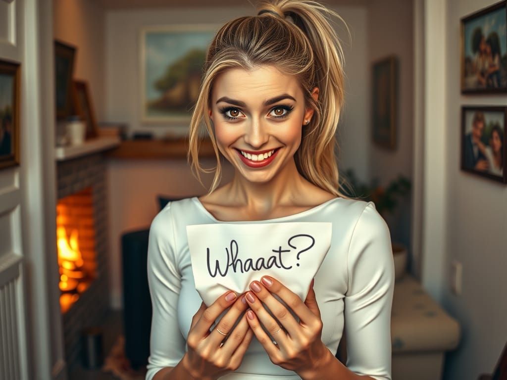 Whimsical Woman in a Cozy Winter Scene