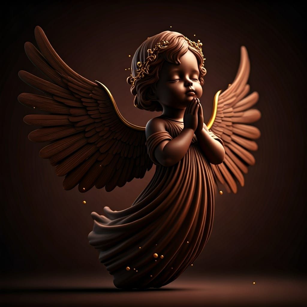 Chocolate Angel Sculpture in Luxurious Style