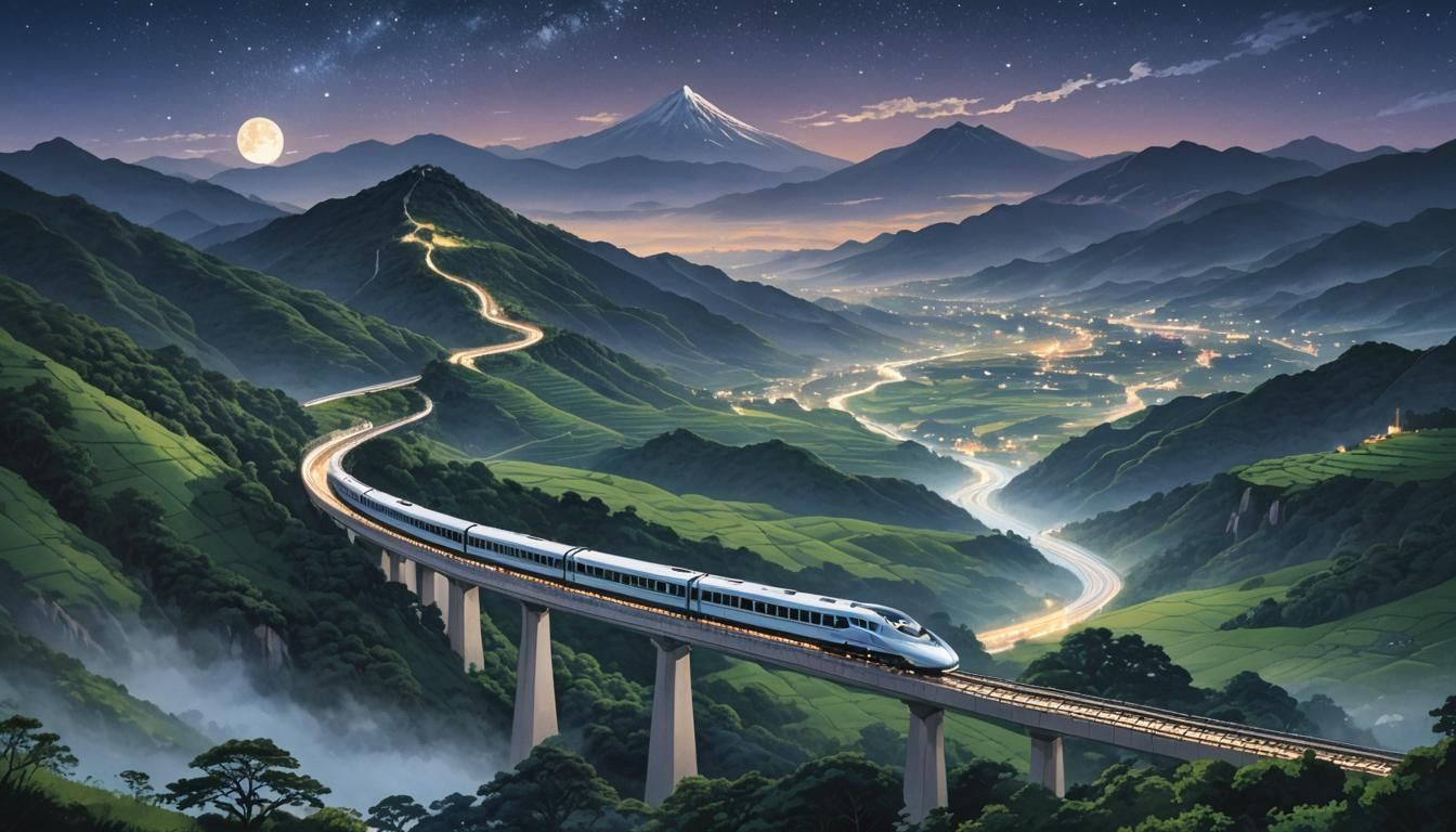 Mystical Valley Bullet Train at Night