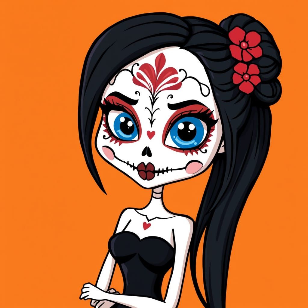 Sugar Skull Siren in Vibrant Whimsy