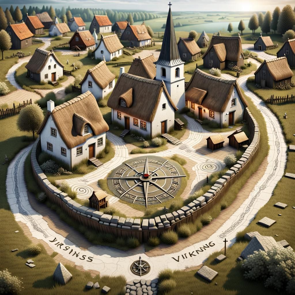 Charming 3D Viking Village Map