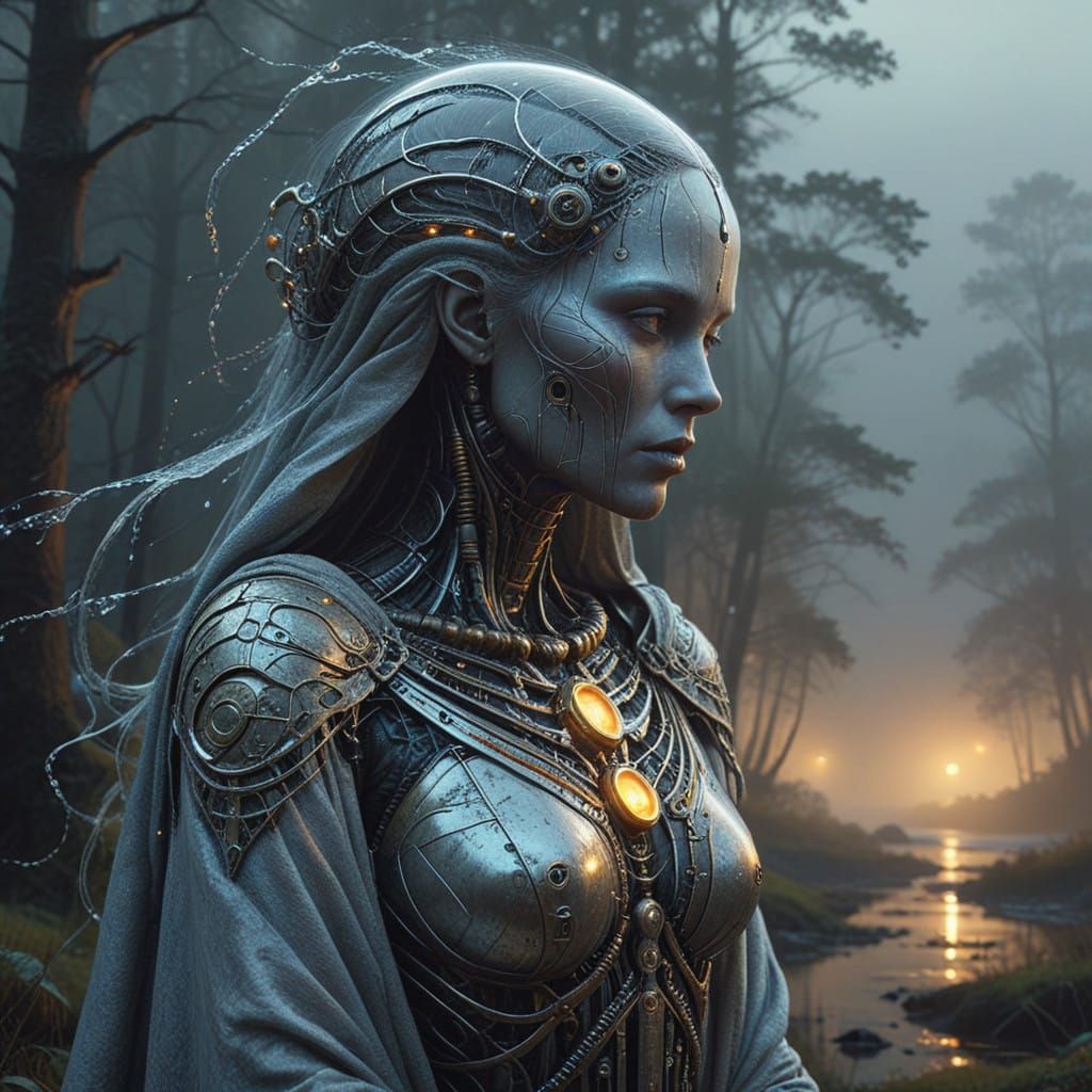 Ethereal Being in Dreamlike Landscape