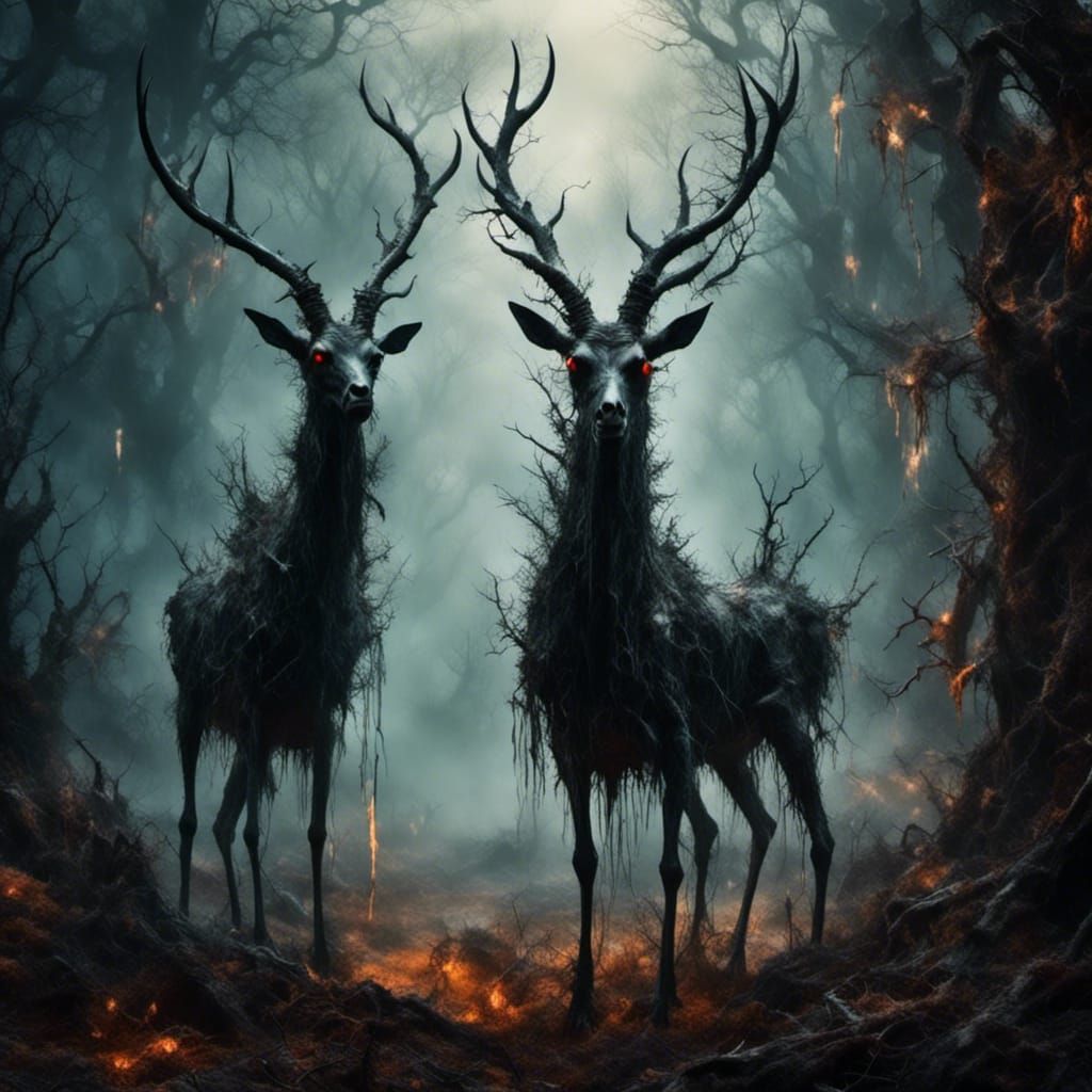 Wendigo Stalks Dark Ancient Forest