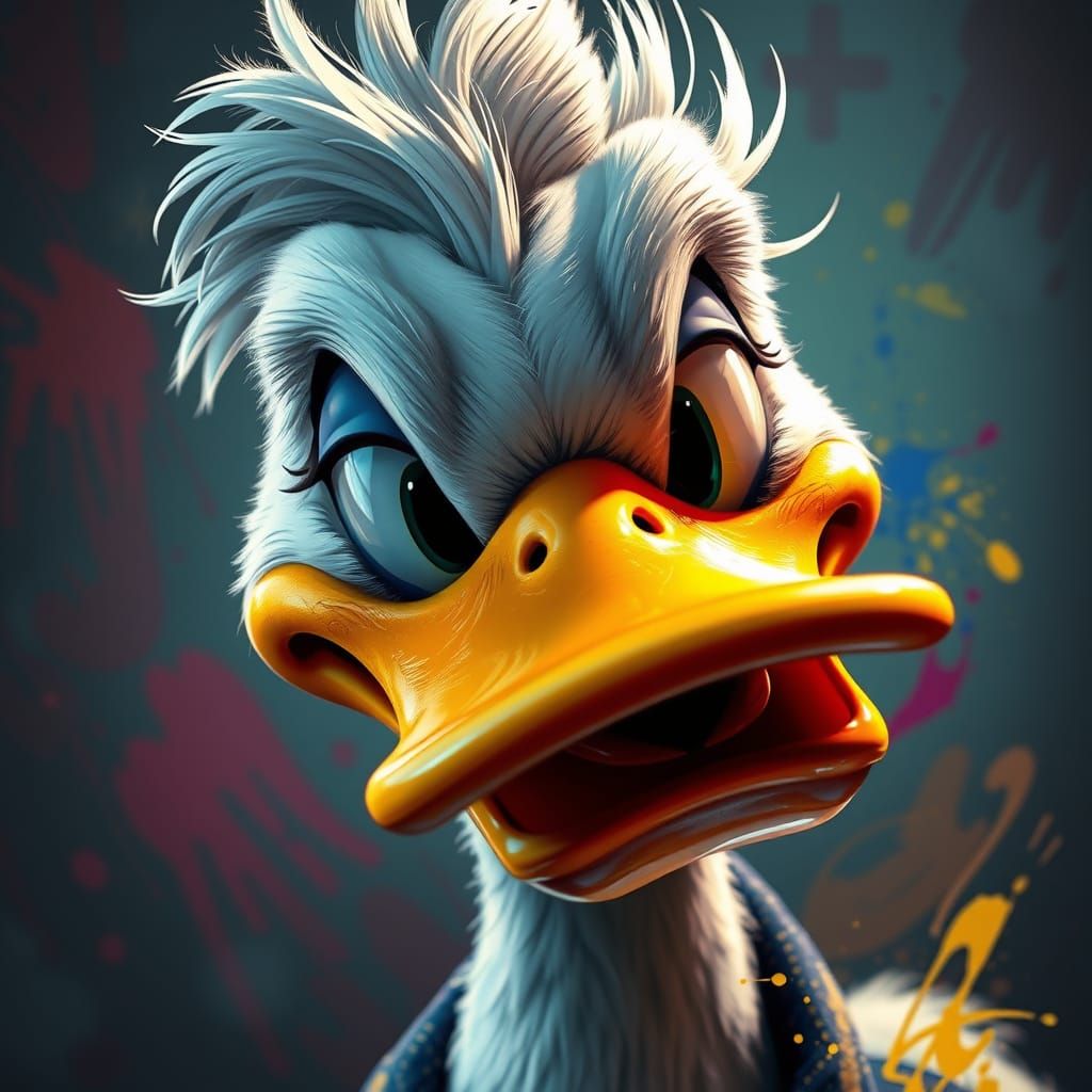 Hyperrealistic Donald Duck Concept Art in Futuristic Style