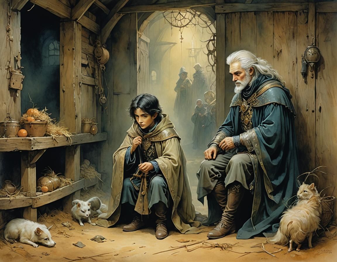 Prince and Beggar Boy Hide in Barn