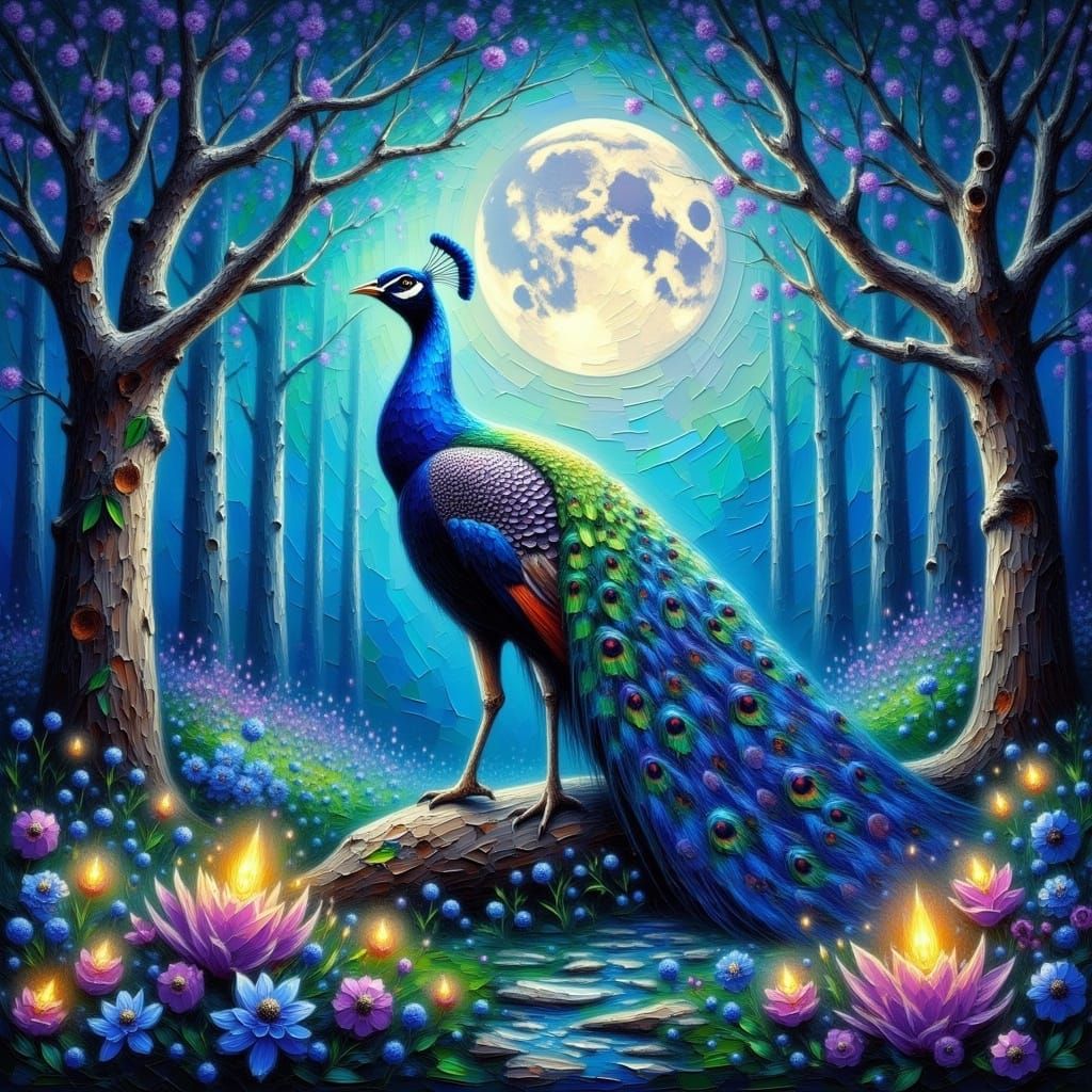 <lora:FiosCrackedImpasto:1.0> Peacock