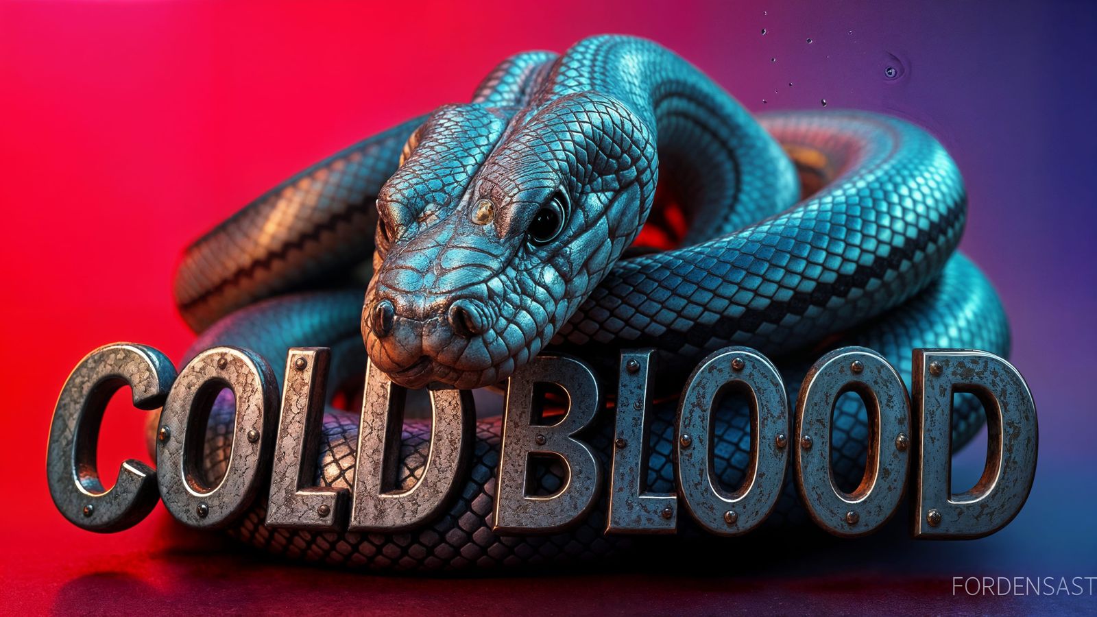 Hyperdetailed Snake Wrapped Around "Cold Blood"