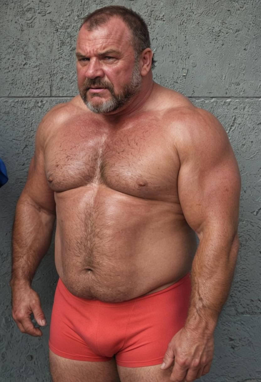 Vivid Digital Art of a Burly Wrestler in Spandex