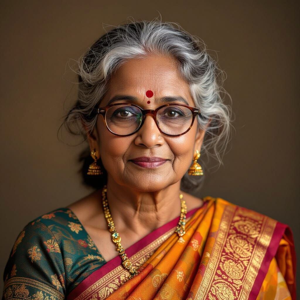 Graceful Portrait of Elderly Tamil Woman
