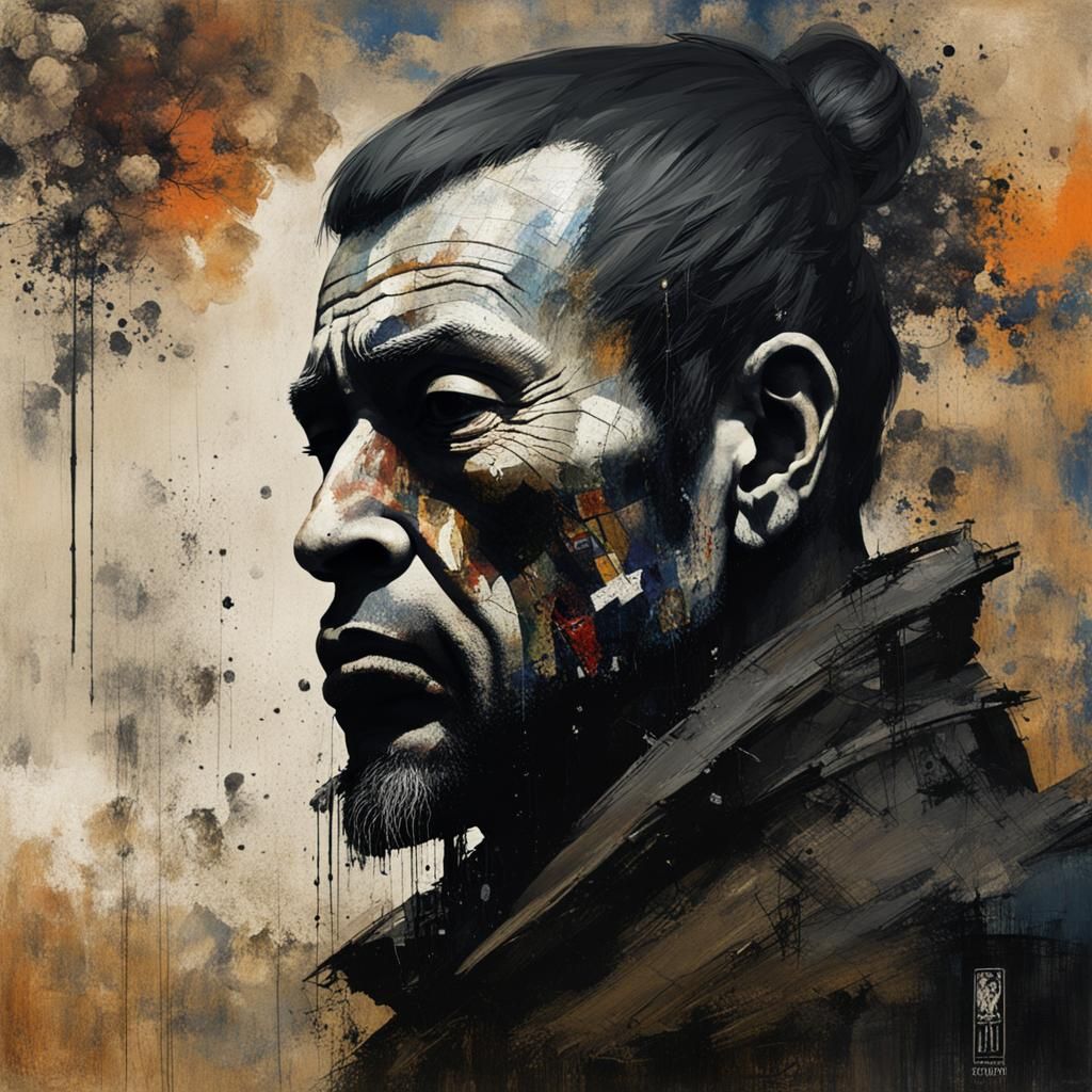 Enigmatic Portrait in Dadaism, Ukiyo-e Style