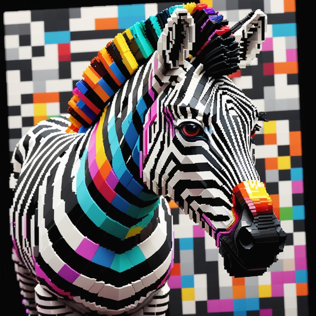 Vibrant Pixel Art Zebra in 8-bit Style