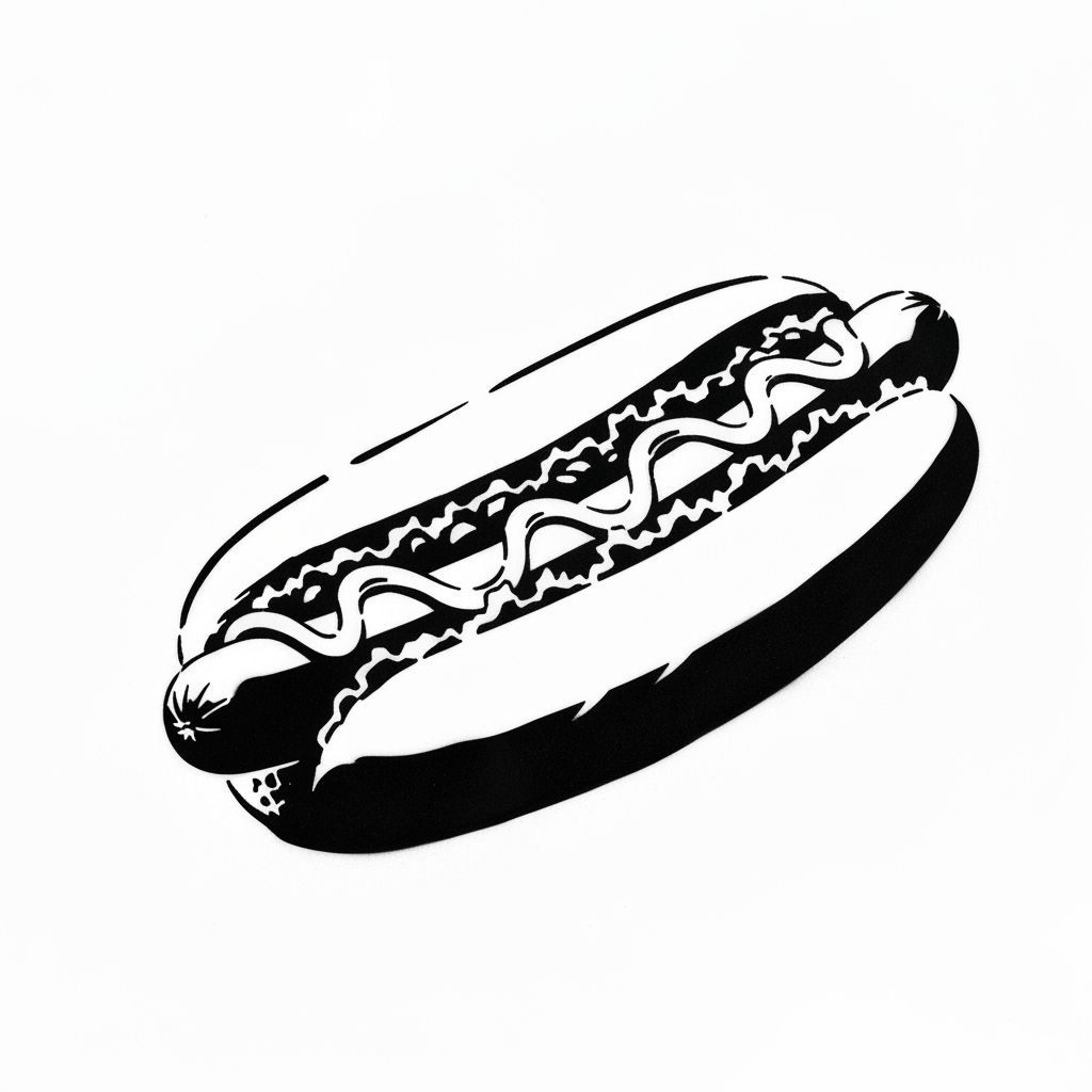 Hotdog Stencil Art in Urban Style