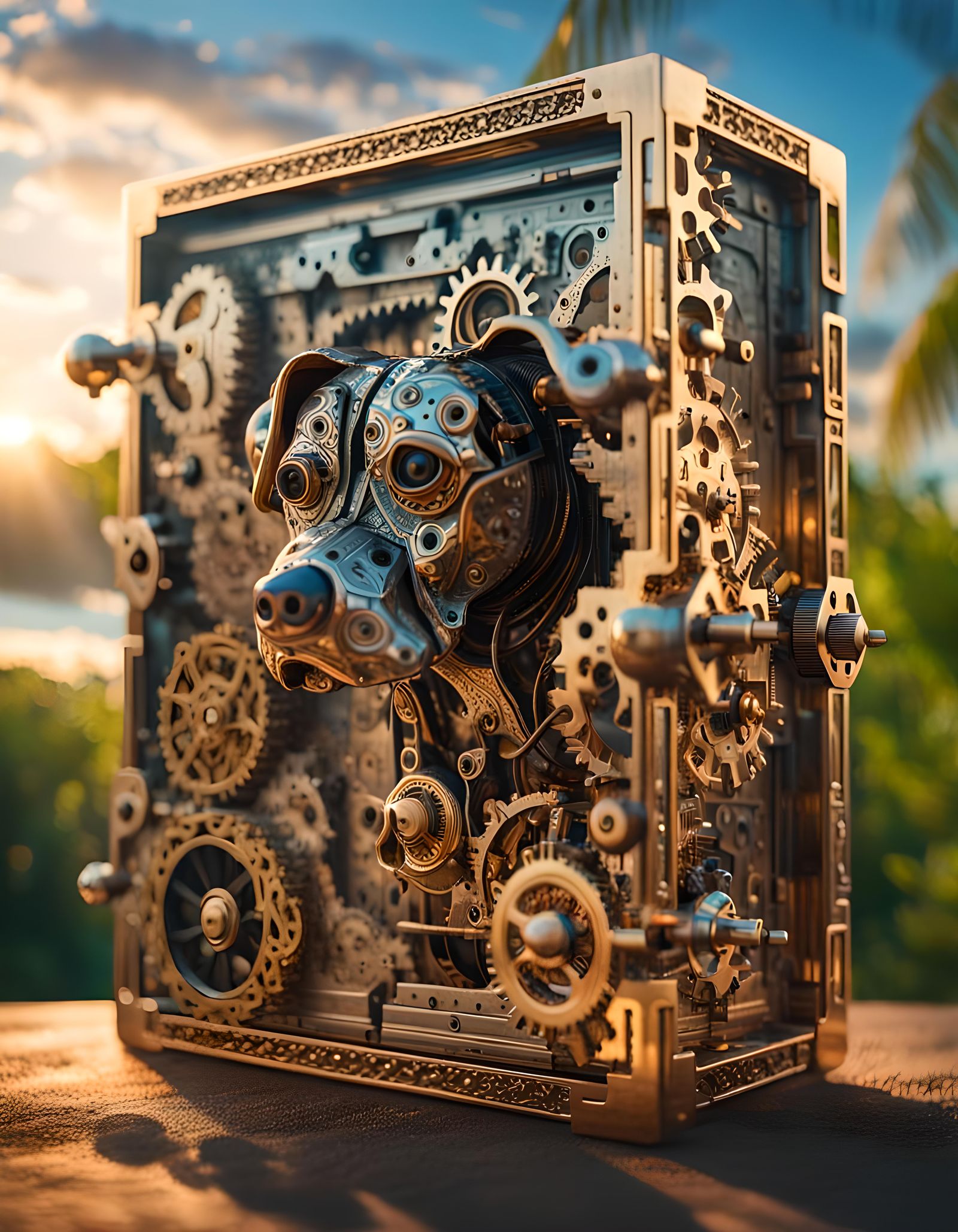 Dog Anatomy in Clockwork Puzzle Box