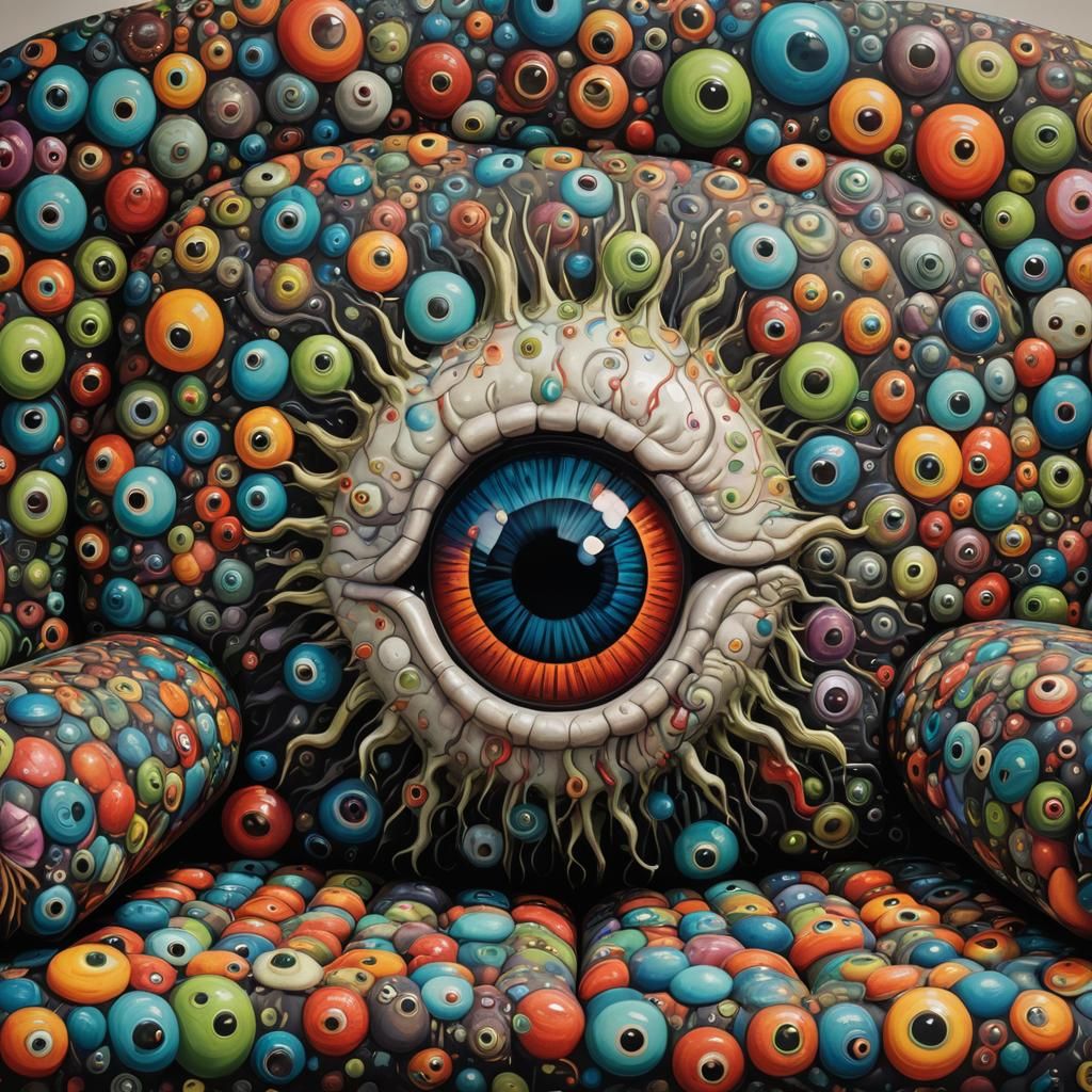 Wacky monster googly eyeball couch