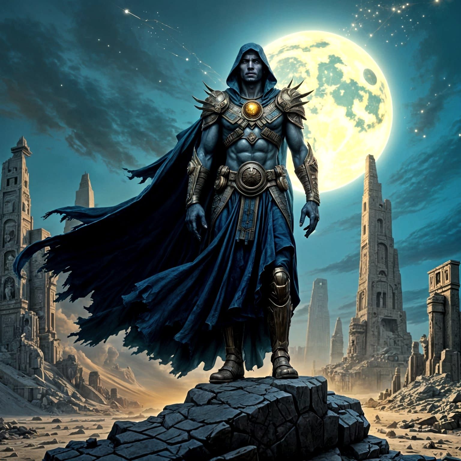 Apocalypse Opens Portal in Ruined City, Hyperrealistic Comic...