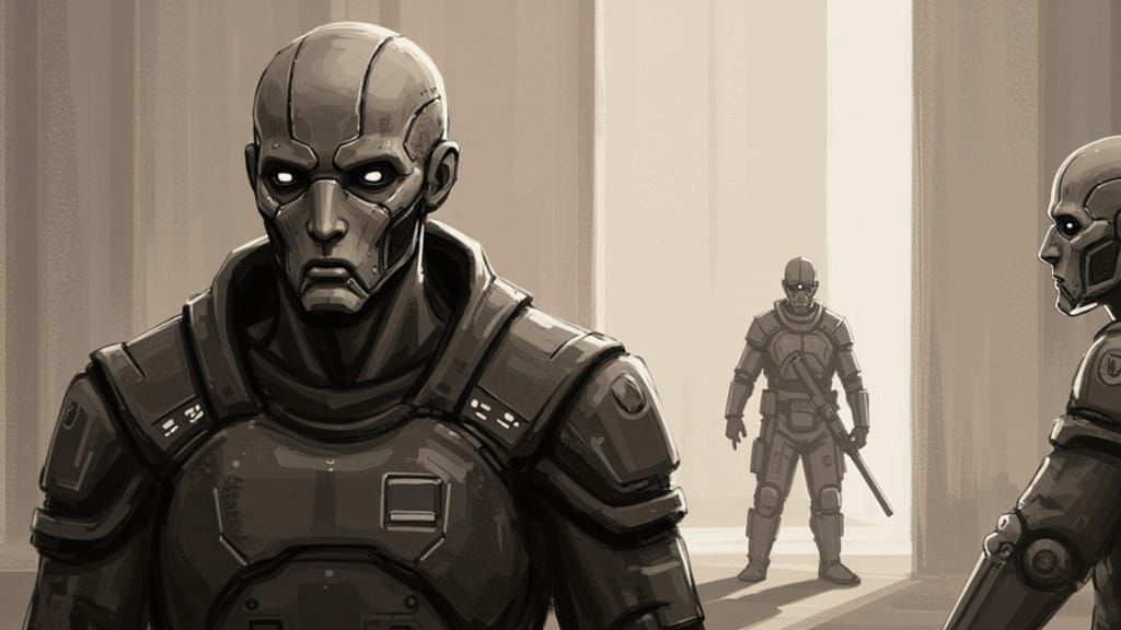 Dark Fantasy Khorne God in Sepia-Ink Punk Style