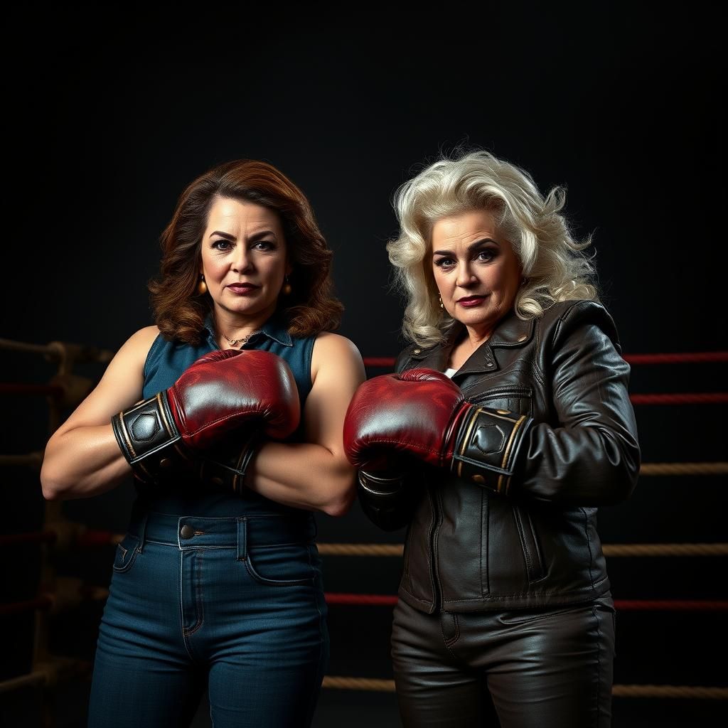 Iconic Women Boxers in Moody Cinematic Photo