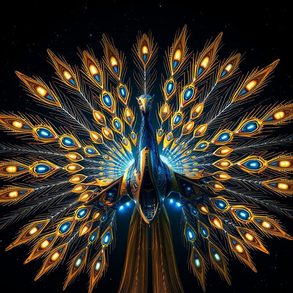 Cyberpunk Spacecraft Reveals its Mechanical Plumage