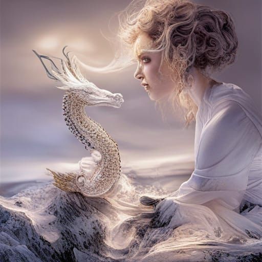 tiny dragon with woman