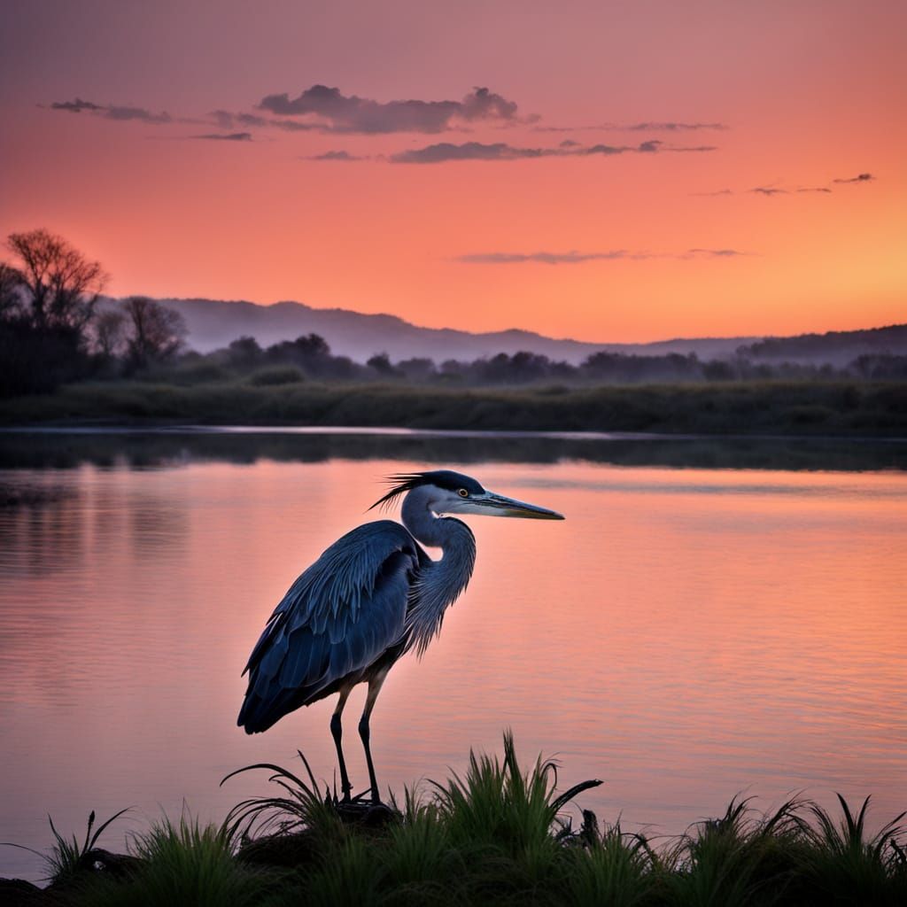 Twilight Heron: Observer and Guardian of Dusk