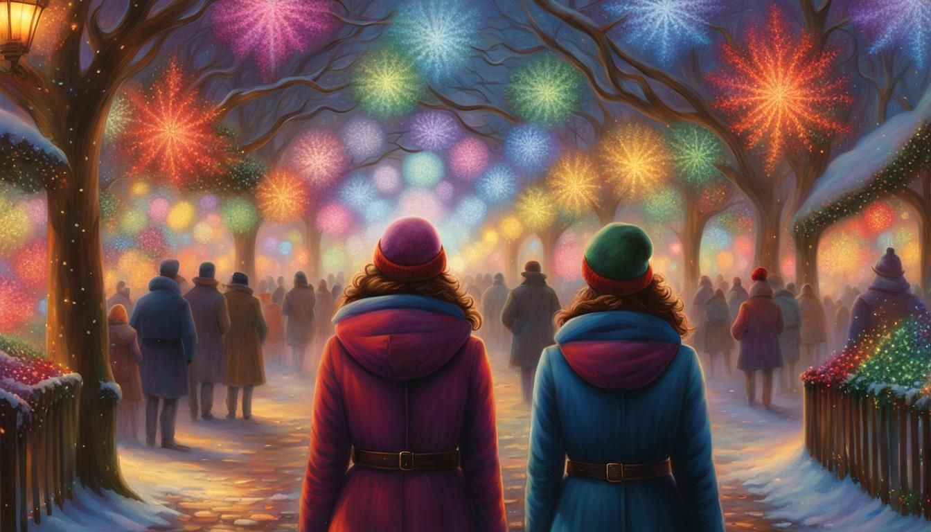 Girl Gazing into Christmas Lights Vortex