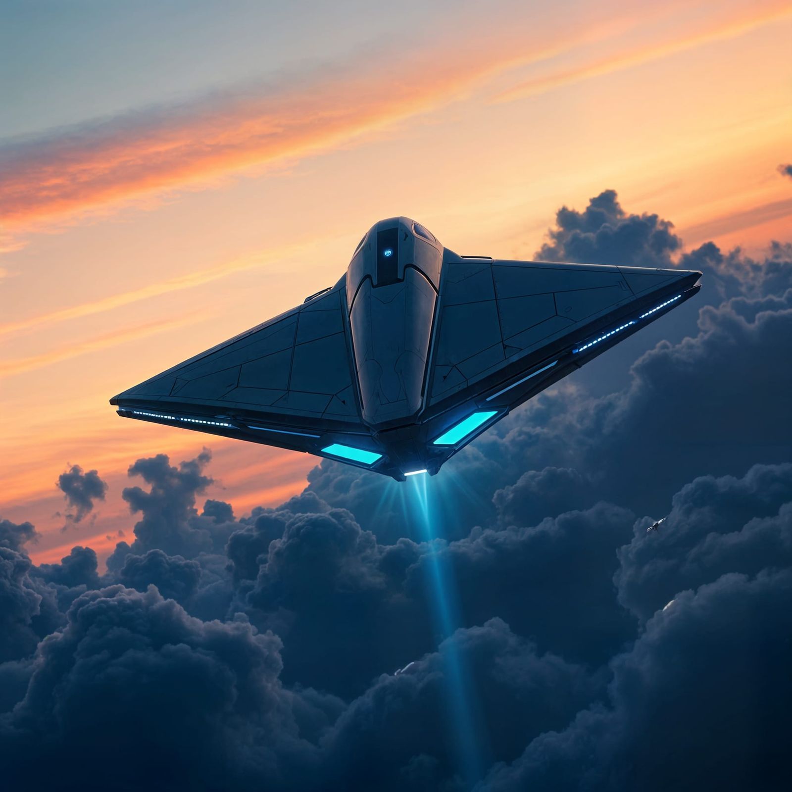 V Shaped UFO Flying in a Clear Sky