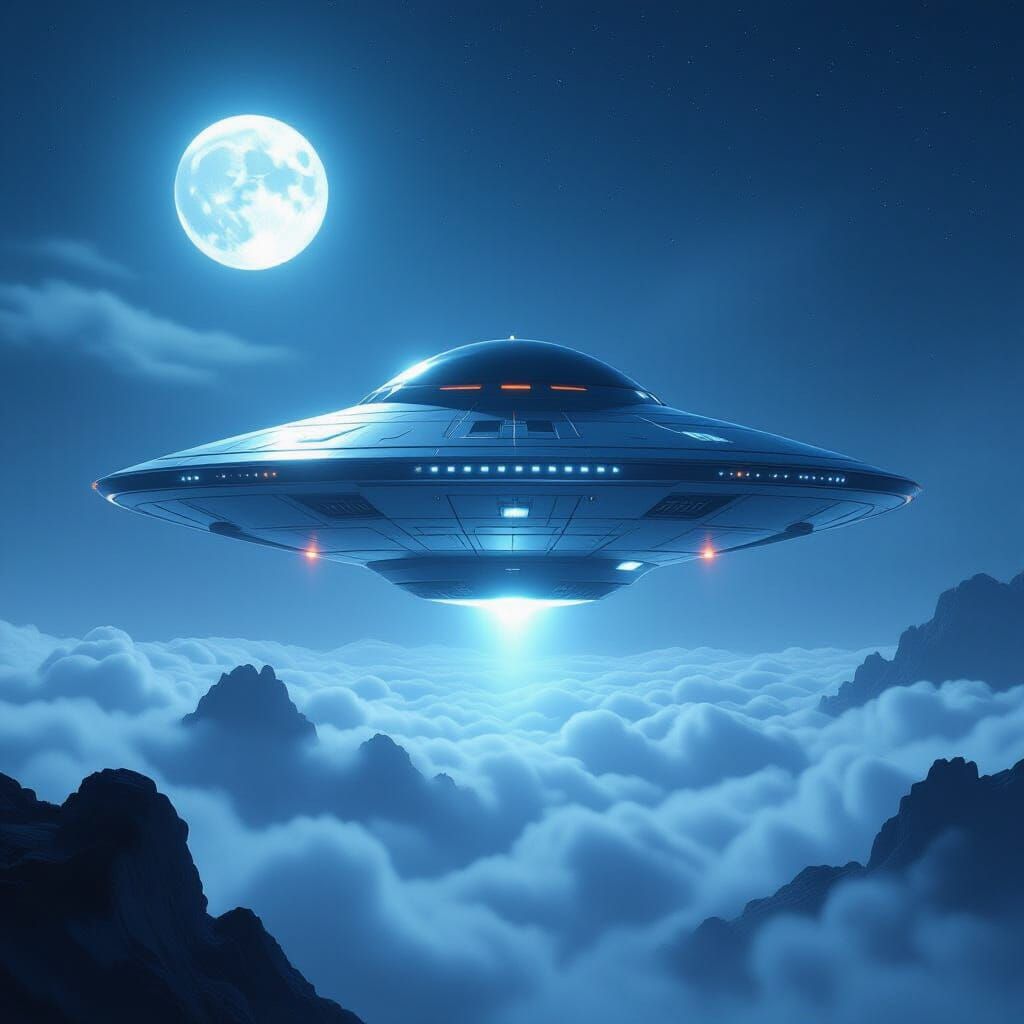 Sleek Triangular UFO in Futuristic Neon Style