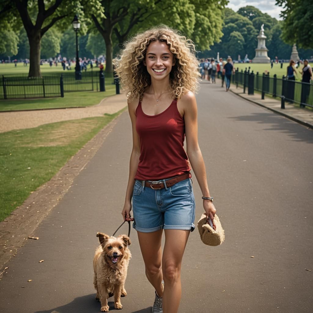 Dark Blonde Woman Walking in Hyde Park, London