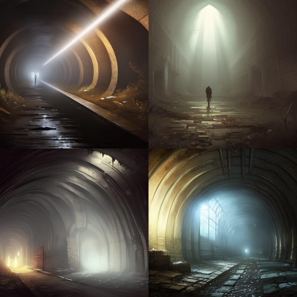 Dark Abandoned Tunnel in Fantasy Art Style