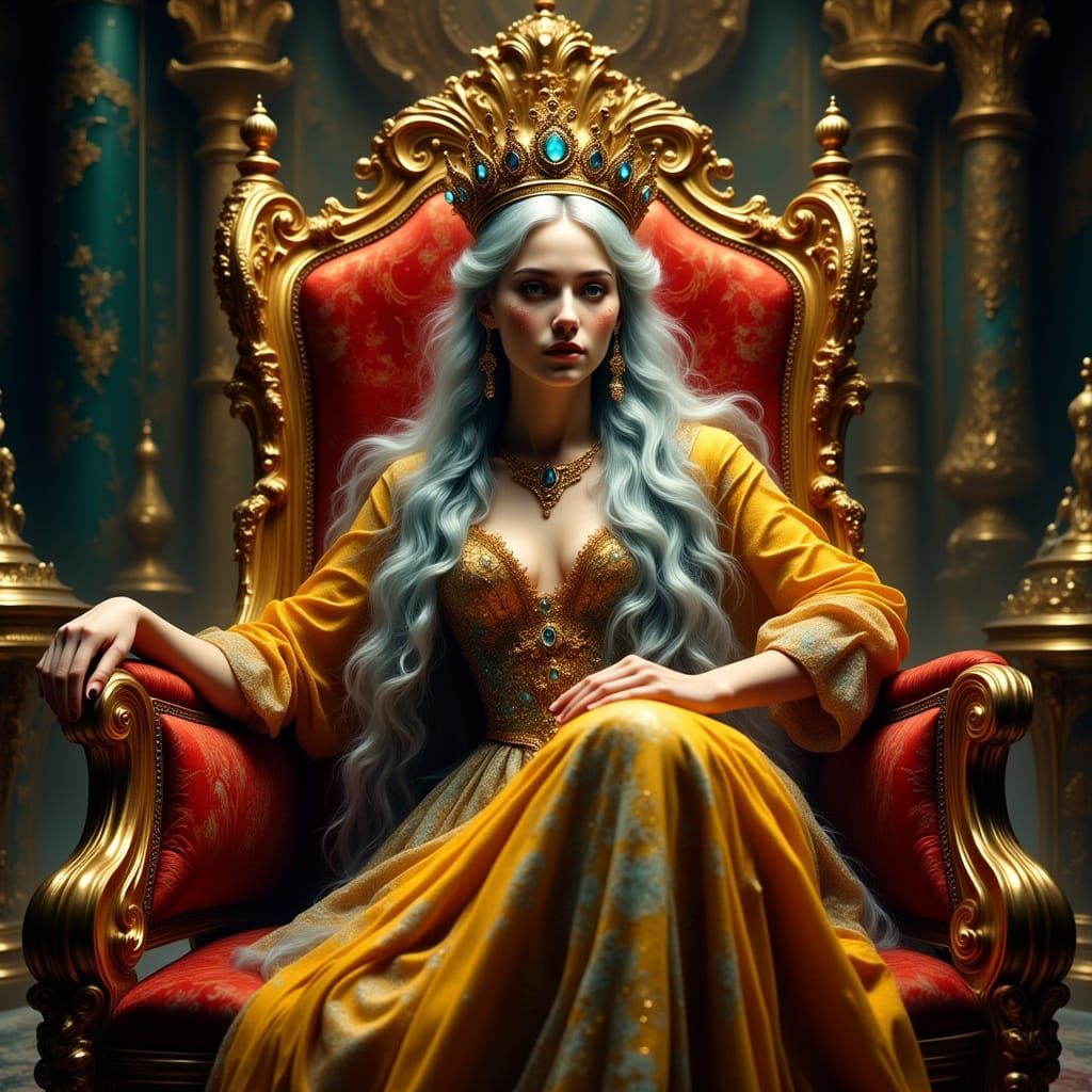 Luxurious Monarch in Golden Throne