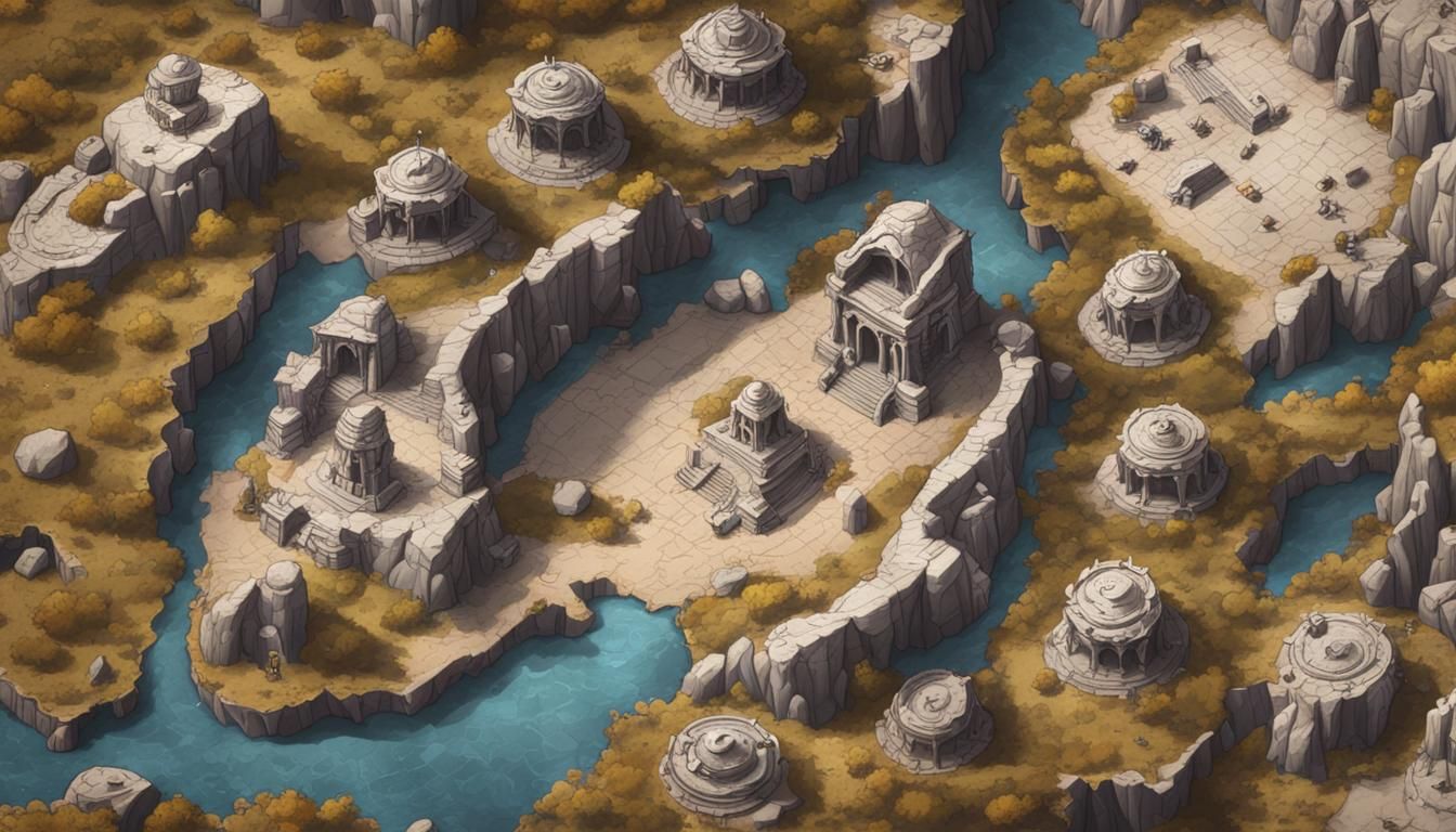 Giant Canyon Courtroom Map with Dragon Statues