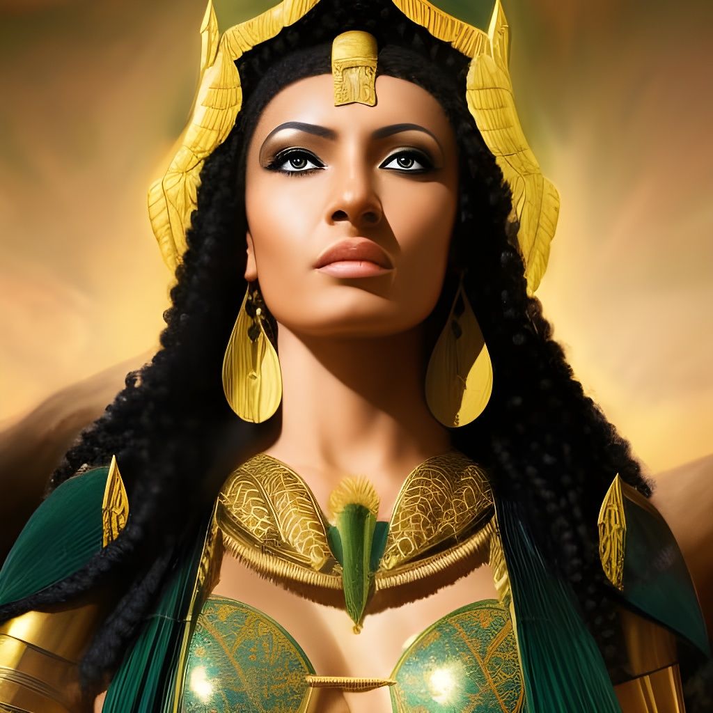 Goddess Hekate in Gilded Green: Digital Fantasy Painting