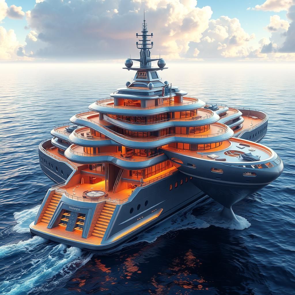 Opulent Yacht in Detailed 3D Anime Style