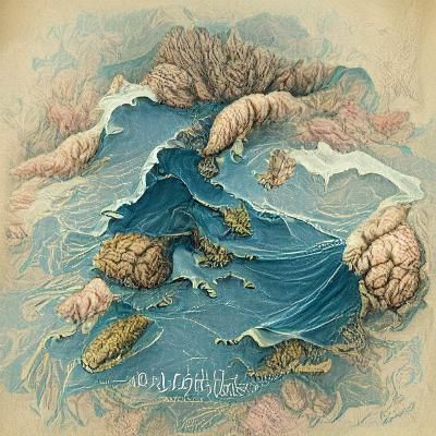 Vintage Coastal Island Map in Vector Graphics