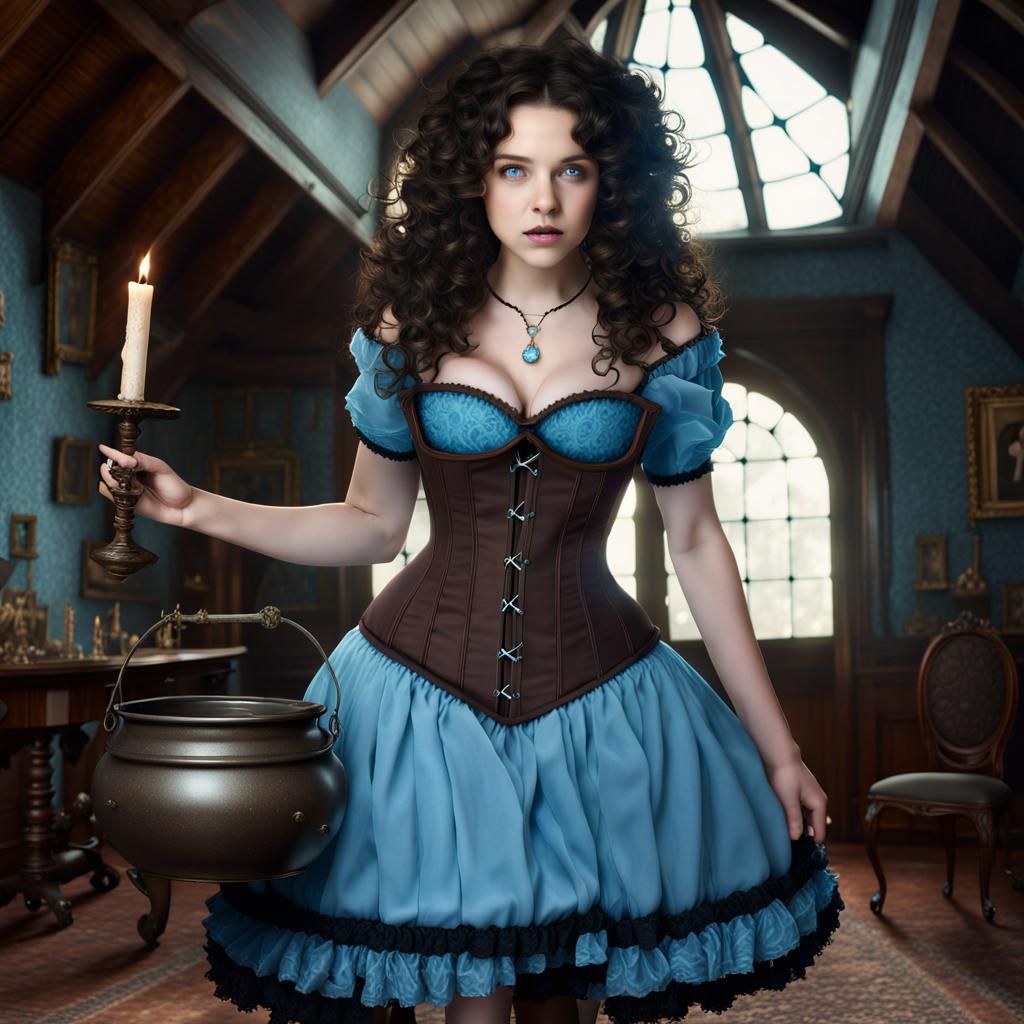 Summer Witch Casting Spells in Victorian Attic