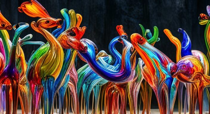Blown Glass Animal Figurines, Digital Art