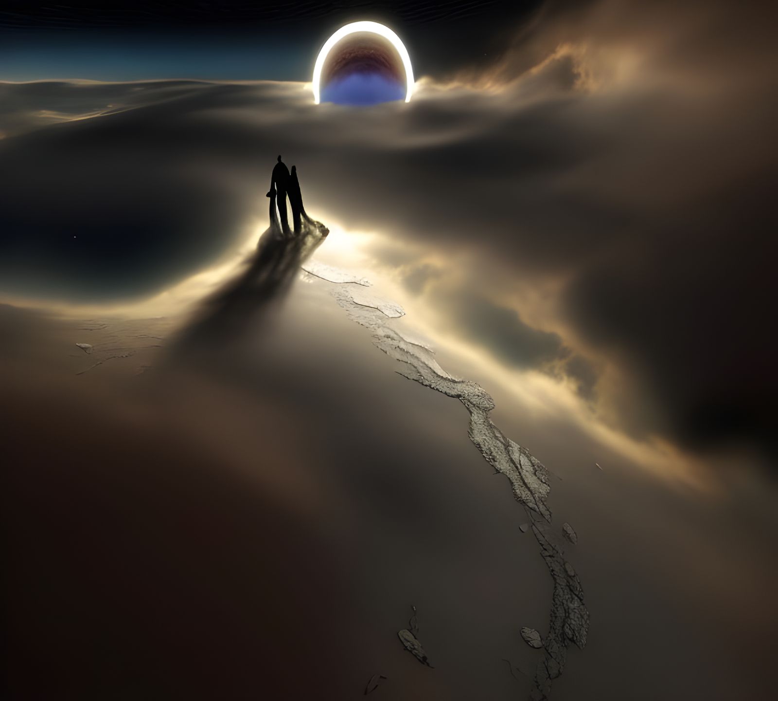 Surreal World Walker Under Desert Archway