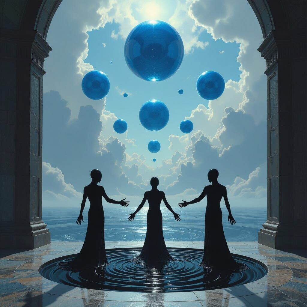 Mechanical Spectres Amidst Cosmic Energy and Blue Spheres