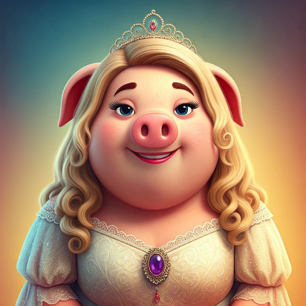 Princess Pig in 3D Digital Art Style