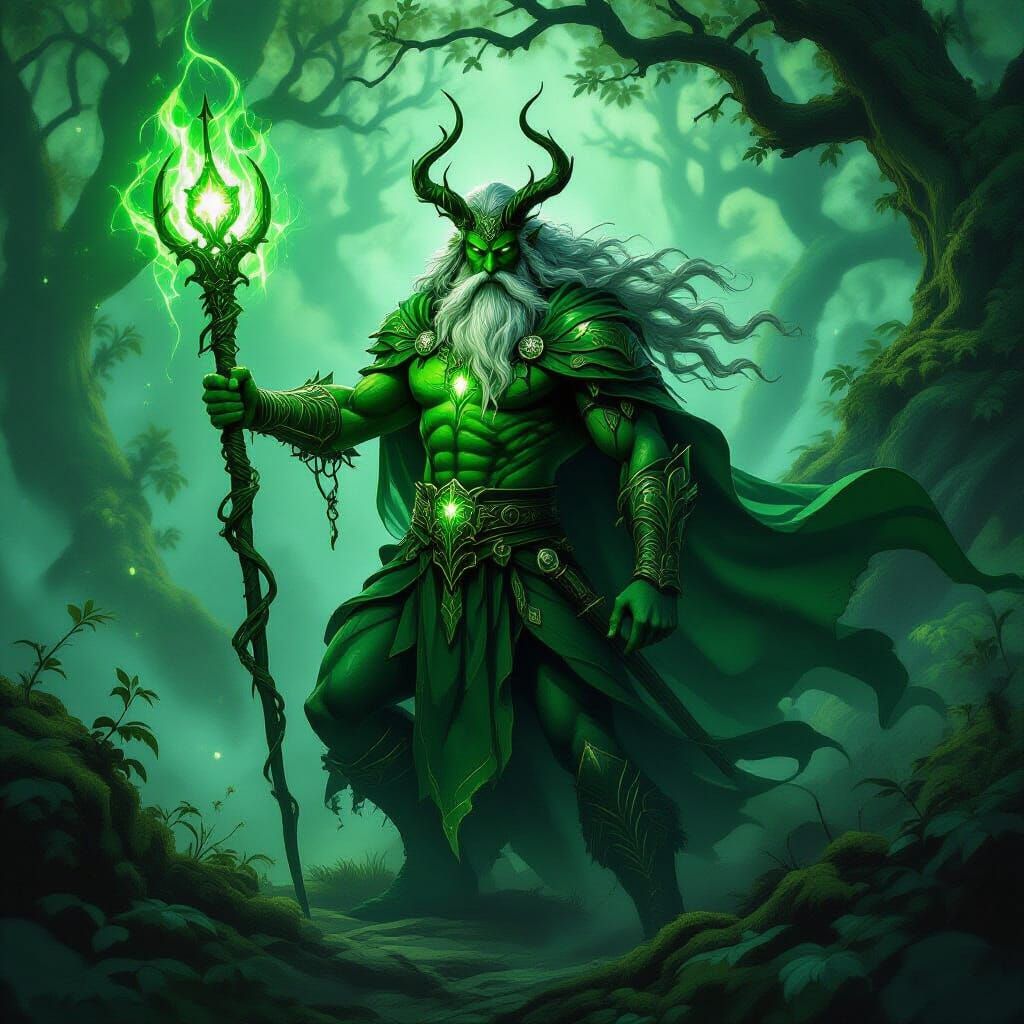 Emerald Druid Protects Ireland in Frazetta Style