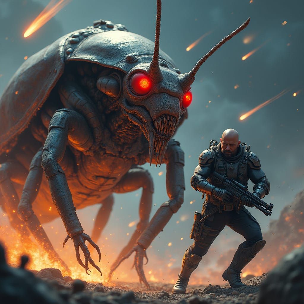 Dwayne Johnson's Termanid Bug Battles Helldiver in Meteor Sh...