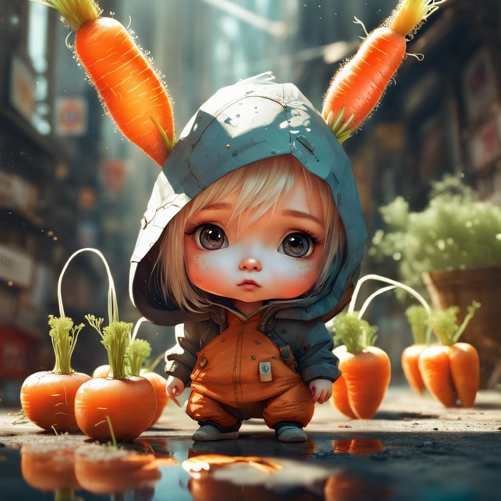 Adorable Chibi Carrot with Opulent Eyes
