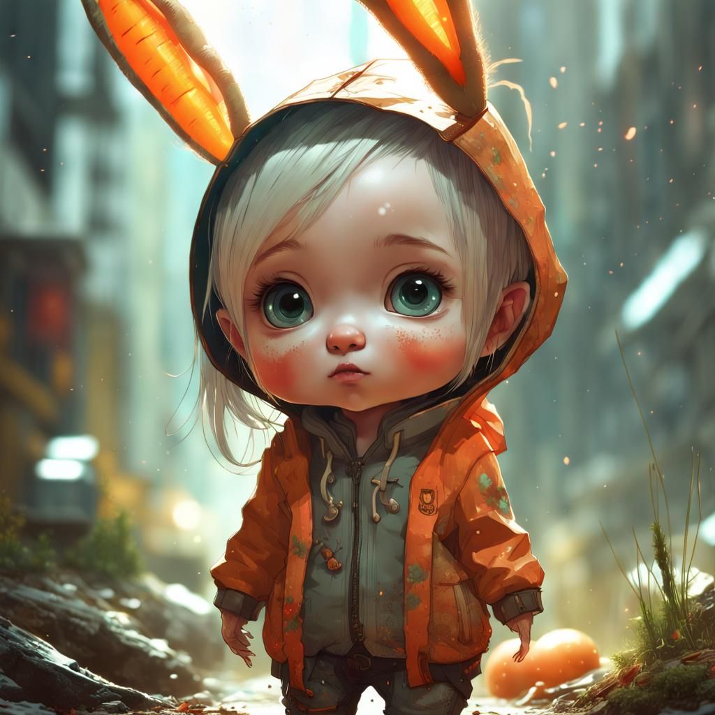 Adorable Chibi Baby Carrot with Opulent Eyes