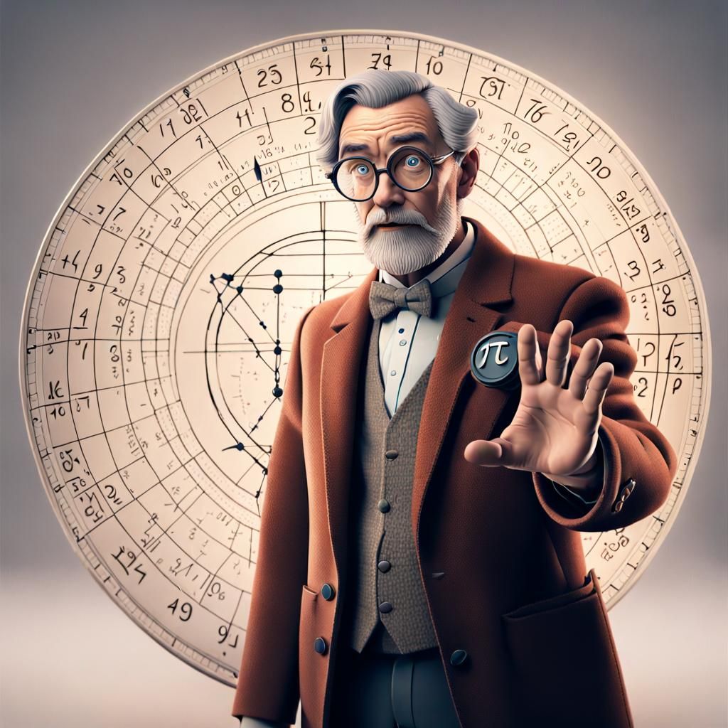 Professor teaching the meaning of Pi, or π, expressed as 3.1...