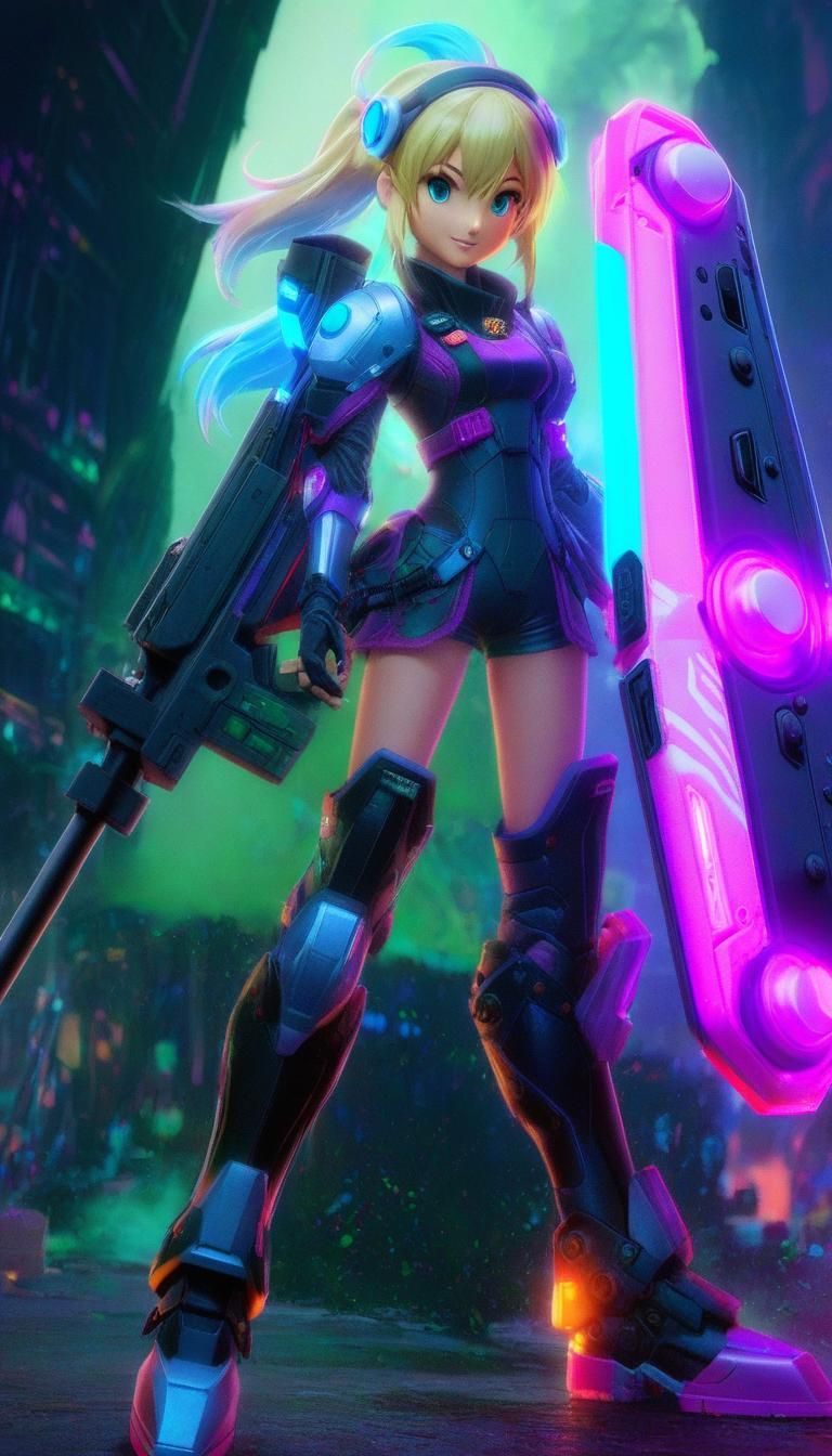Cyberpunk Nintendo Switch Girl: Anime Key Visual