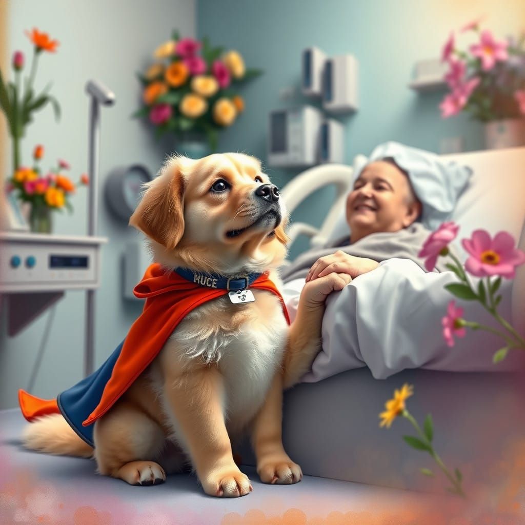 Comforting Hospital Therapy Dog Gives Hope to Terminally Ill...