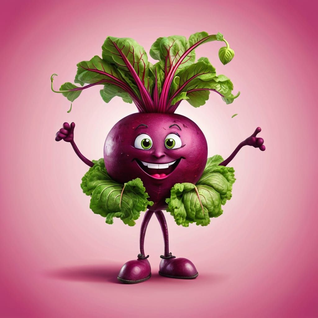 Playful Beetroot Character with Charismatic Persona